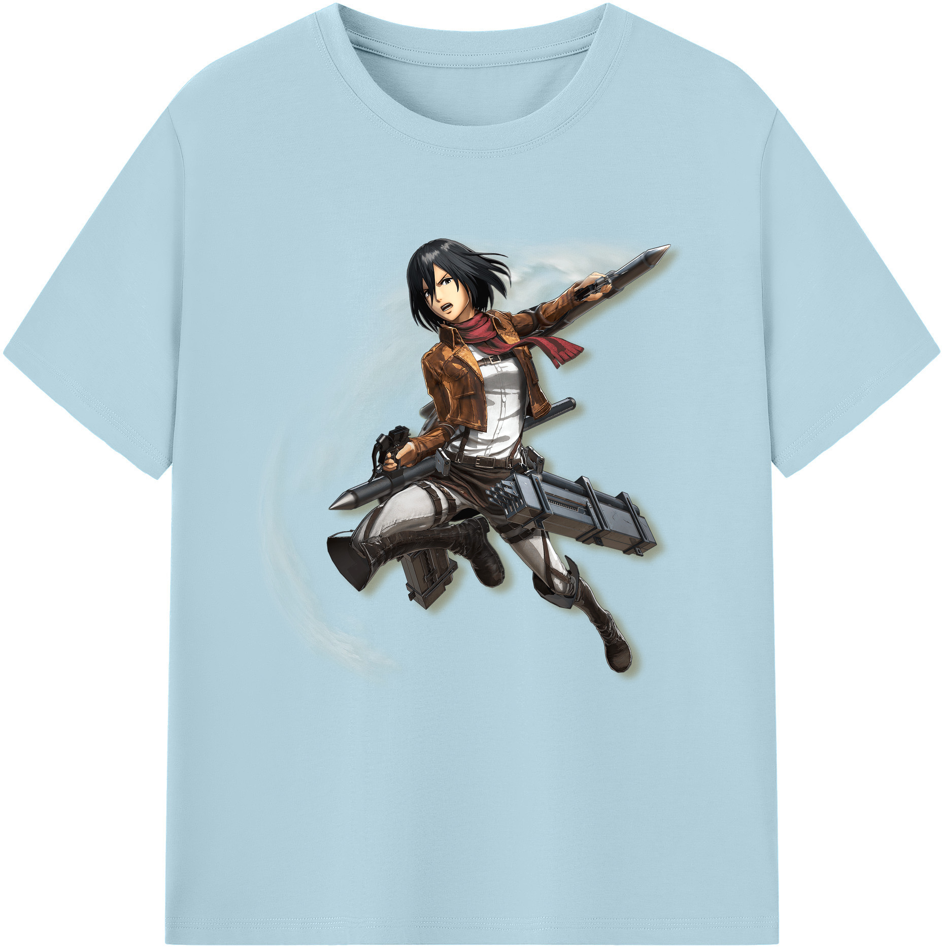 （画像用） 進撃の巨人 ミカサ·アッカーマン Attack on Titan Mikasa Ackerman 綿100％半袖Tシャツ（フロントプリント）
